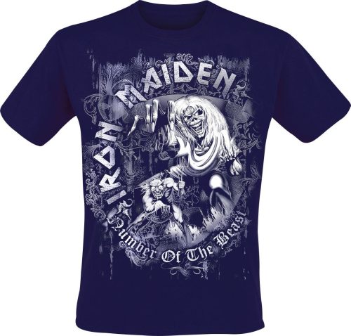 Iron Maiden NOTB Grey Circle Tričko námořnická modrá