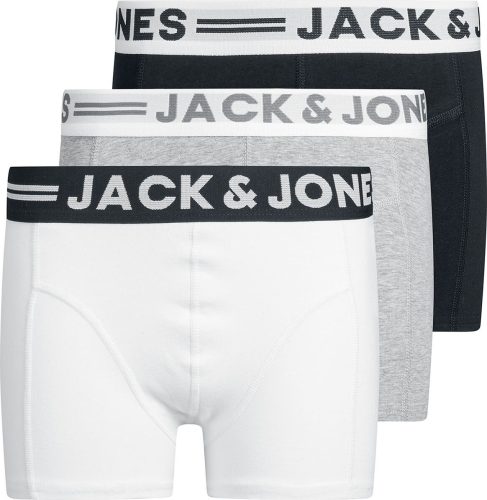 Jack & Jones Balení 3 ks boxerek Sense dětské spodní prádlo černá / bílá / šedivějící