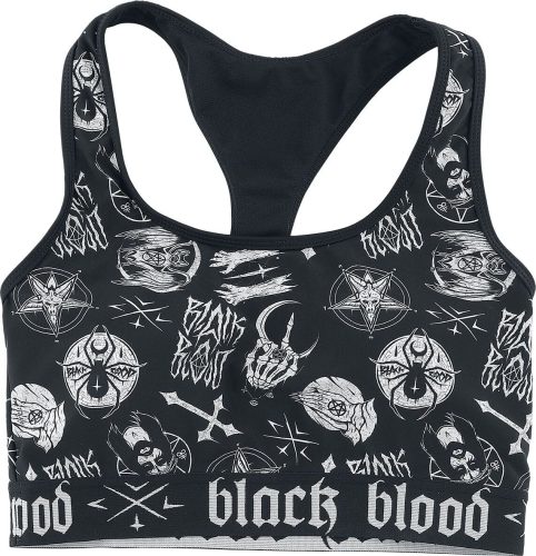 Black Blood by Gothicana Bikini vršek s okultnými symboly Horní díl plavek černá