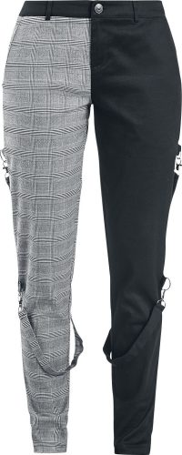 Jawbreaker Bondage nohavice so vzorom kohútej stopy Dámské kalhoty cerná/šedá