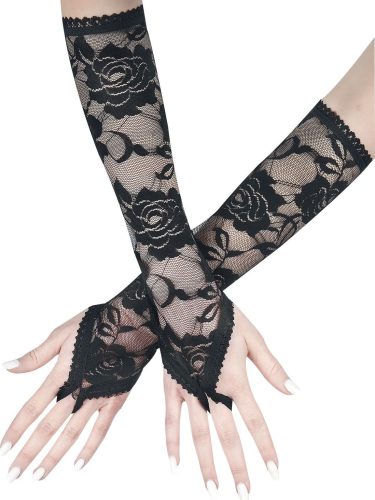 Banned Alternative Sweet Carice Long Gloves rukavice bez prstů černá