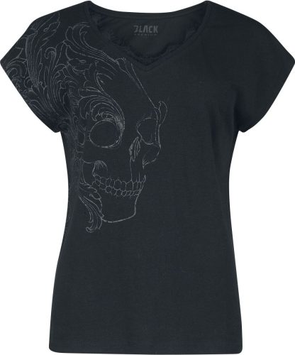 Black Premium by EMP T-Shirt mit Totenkopf Print und Spitze Dámské tričko černá