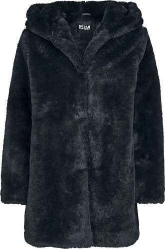 Urban Classics Dámský plyšový kabát s kapucí Dámská bunda černá