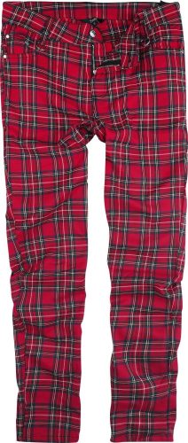 Banned Alternative Tartanové kalhoty Kalhoty červená