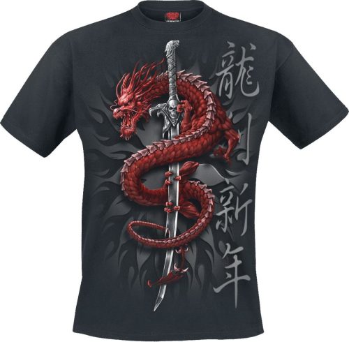 Spiral Oriental Dragon Tričko černá