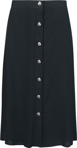 Voodoo Vixen Heart Button Midi Skirt Sukně černá