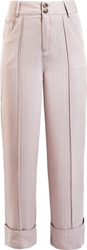 Voodoo Vixen Pruhované kalhoty se zahnutými manžetami Dámské kalhoty ružová/bílá