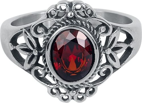 etNox Red Victorian Goth Prsten stríbrná