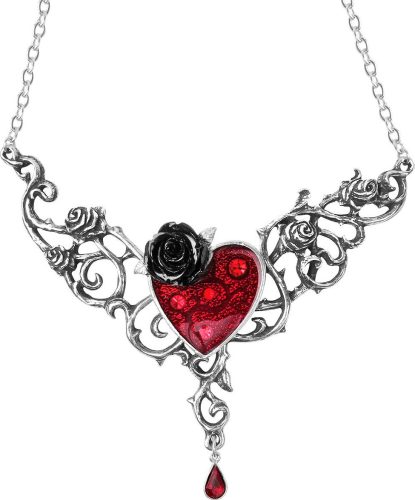 Alchemy Gothic Blood Rose Heart Náhrdelník - řetízek stríbrná