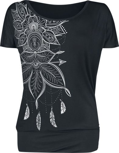 Gothicana by EMP Černé tričko s potiskem a kulatým výstřihem Dámské tričko černá
