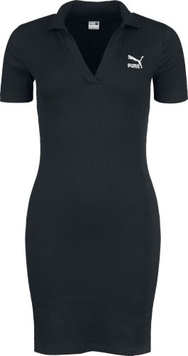 Puma CLASSICS Ribbed V-Collar Dress Šaty černá