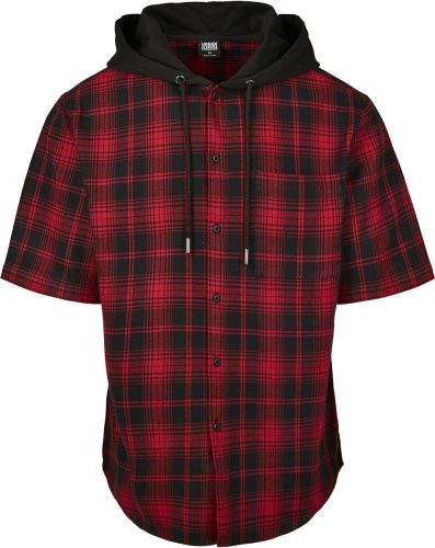 Urban Classics Tričko s kapucí a krátkými rukávy Košile cerná/cervená
