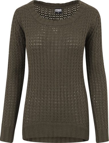 Urban Classics Ladies Long Wideneck Sweater Dámnský svetr olivová