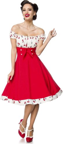 Belsira Schulterfreies Swing-Kleid Šaty cervená/bílá