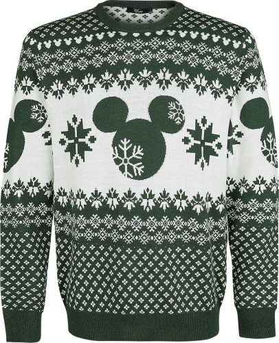 Mickey & Minnie Mouse Mickey Pletený svetr zelená/bílá