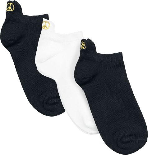 Urban Classics Peace Fancy Edge No Show Socks 3-Pack Ponožky cerná/bílá