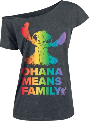 Lilo & Stitch Ohana Rainbow Dámské tričko šedá