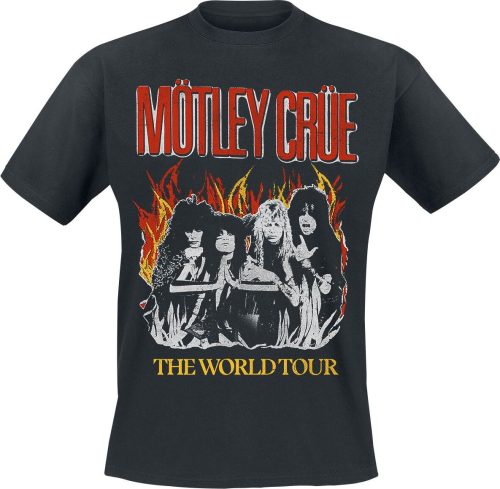 Mötley Crüe Vintage World Tour Flames Tričko černá