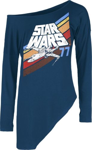 Star Wars Retro - 77 Dámské tričko s dlouhými rukávy modrá