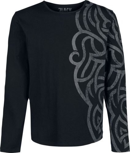 Black Premium by EMP Košile s dlouhými rukávy a velkým ornamentem Tričko s dlouhým rukávem černá