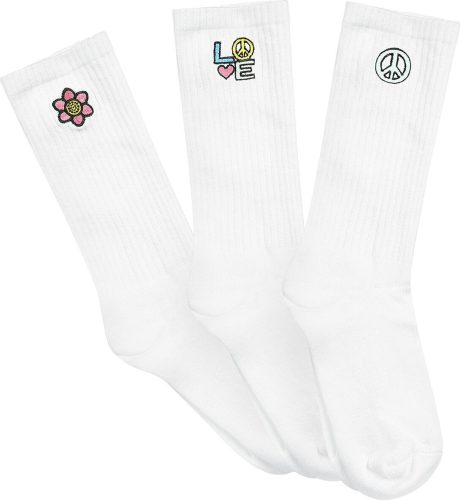 Urban Classics Peace Icon Socks 3-Pack Ponožky bílá
