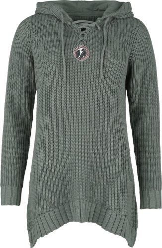 Black Premium by EMP Pletený pulovr s kapucí a šněrováním Dámnský svetr olivová