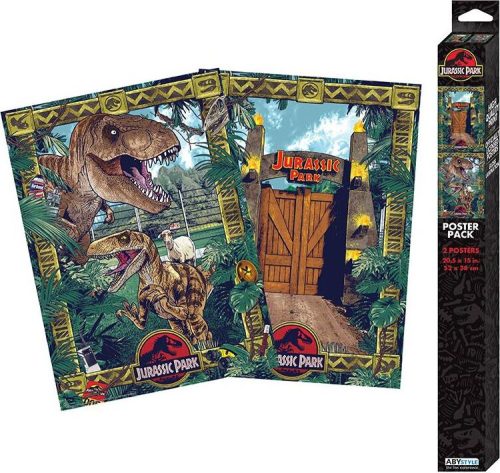 Jurassic Park Sada 2 plakátů s Chibi designem - Gates and biodiversity plakát standard