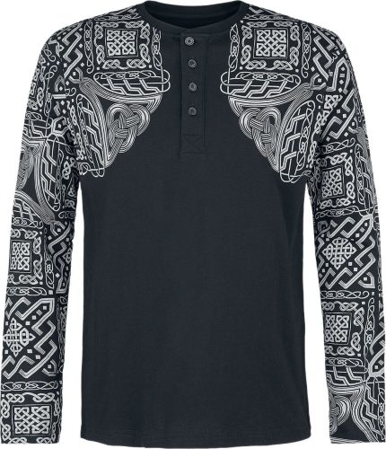 Black Premium by EMP Košilové šaty s dlouhými rukávy a keltskými dekoracemi Tričko s dlouhým rukávem černá
