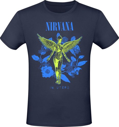 Nirvana In Utero Flowers Tričko modrá