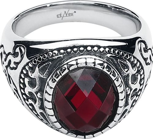 etNox hard and heavy Prsten s tmavým rubínově červeným kamínkem Prsten stríbrite cervená