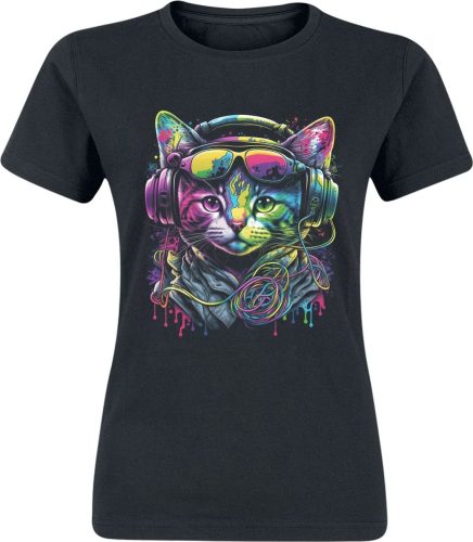 Tierisch Headphone Cat Dámské tričko černá