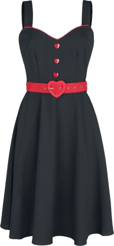 Voodoo Vixen Šaty Queen Heart s knoflíky Šaty cerná/cervená