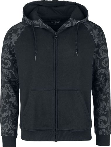 Black Premium by EMP Hoody Jacket With Grey Ornaments Mikina s kapucí na zip černá