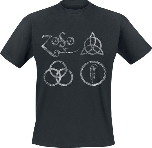 Led Zeppelin IV Distressed Symbols Tričko černá