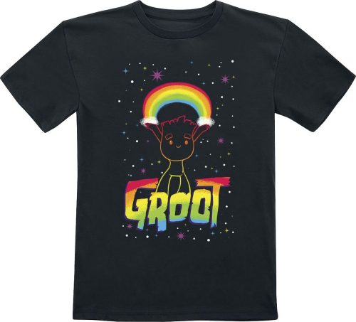 Strážci galaxie Kids - Groot - Rainbow Outlines detské tricko černá