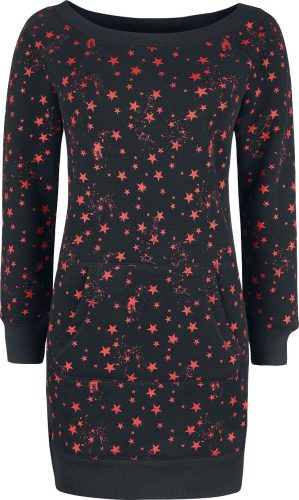 RED by EMP Teplákové šaty s celoplošným potiskem s hvězdičkami Šaty černá