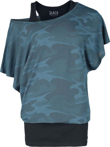 Black Premium by EMP Dvouvrstvé tričko s topem s celoplošným potiskem Dámské tričko cerná/tyrkysová