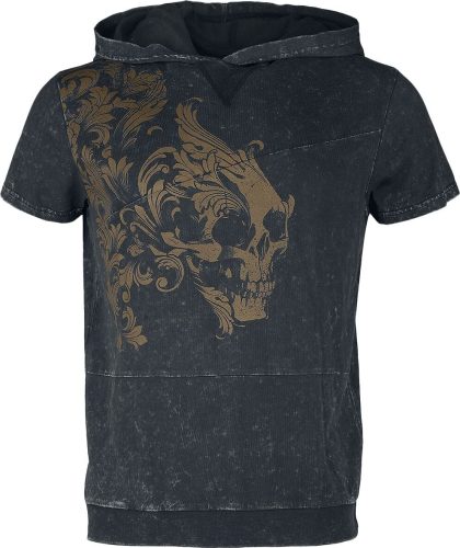 Black Premium by EMP Hoody T-Shirt With Skull Print Tričko šedá