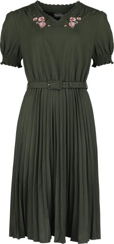 Voodoo Vixen Šaty Vintage Emb se skládanou sukní a květovým potiskem Šaty zelená