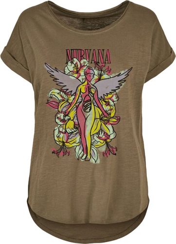 Nirvana Angel Flowers Dámské tričko olivová