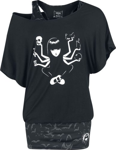 Gothicana by EMP Gothicana X Emily The Strange 2in1 T-Shirt and Top Dámské tričko černá