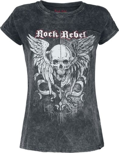 Rock Rebel by EMP Tričko s nepřehlédnutelným potiskem s lebkou Dámské tričko šedá