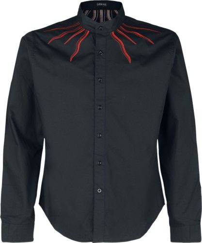 Gothicana by EMP Košile s výšivkou plamenů na límci Košile černá