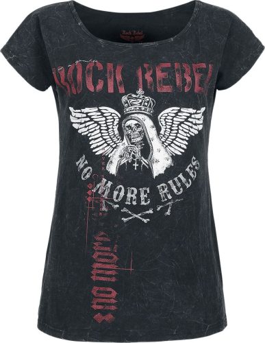 Rock Rebel by EMP Tričko s velkým potiskem Rock Rebel na přední straně Dámské tričko černá