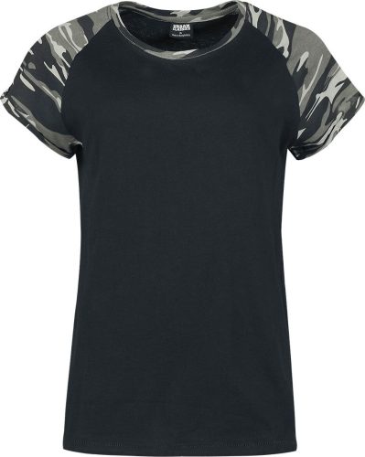 Urban Classics Dámské kontrastní raglanové tričko Dámské tričko černá/tmavý maskáč