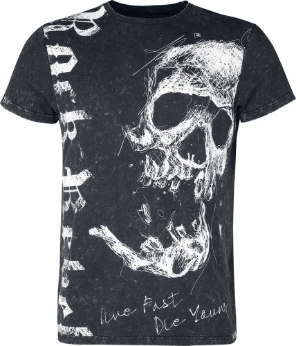 Rock Rebel by EMP T-Shirt with Used Wash Look Tričko černá