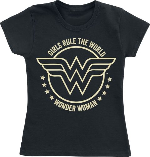 Wonder Woman Kids - Girls Rule The World detské tricko černá