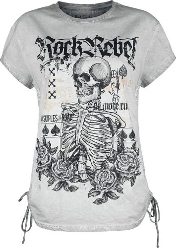 Rock Rebel by EMP Tričko s nepřehlédnutelnou lebkou a nápisem Dámské tričko šedá