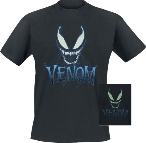 Venom (Marvel) Blue Web Face - Glow In The Dark Tričko černá