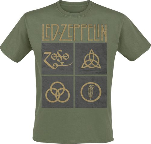 Led Zeppelin Green Symbols Tričko olivová